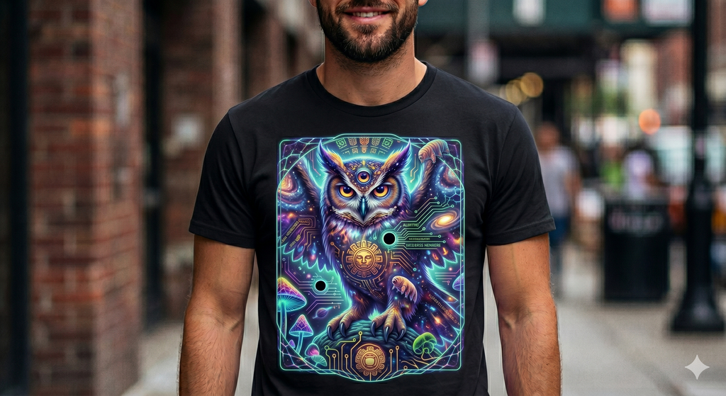 Trippy Technicolor Owl Unisex T-Shirt