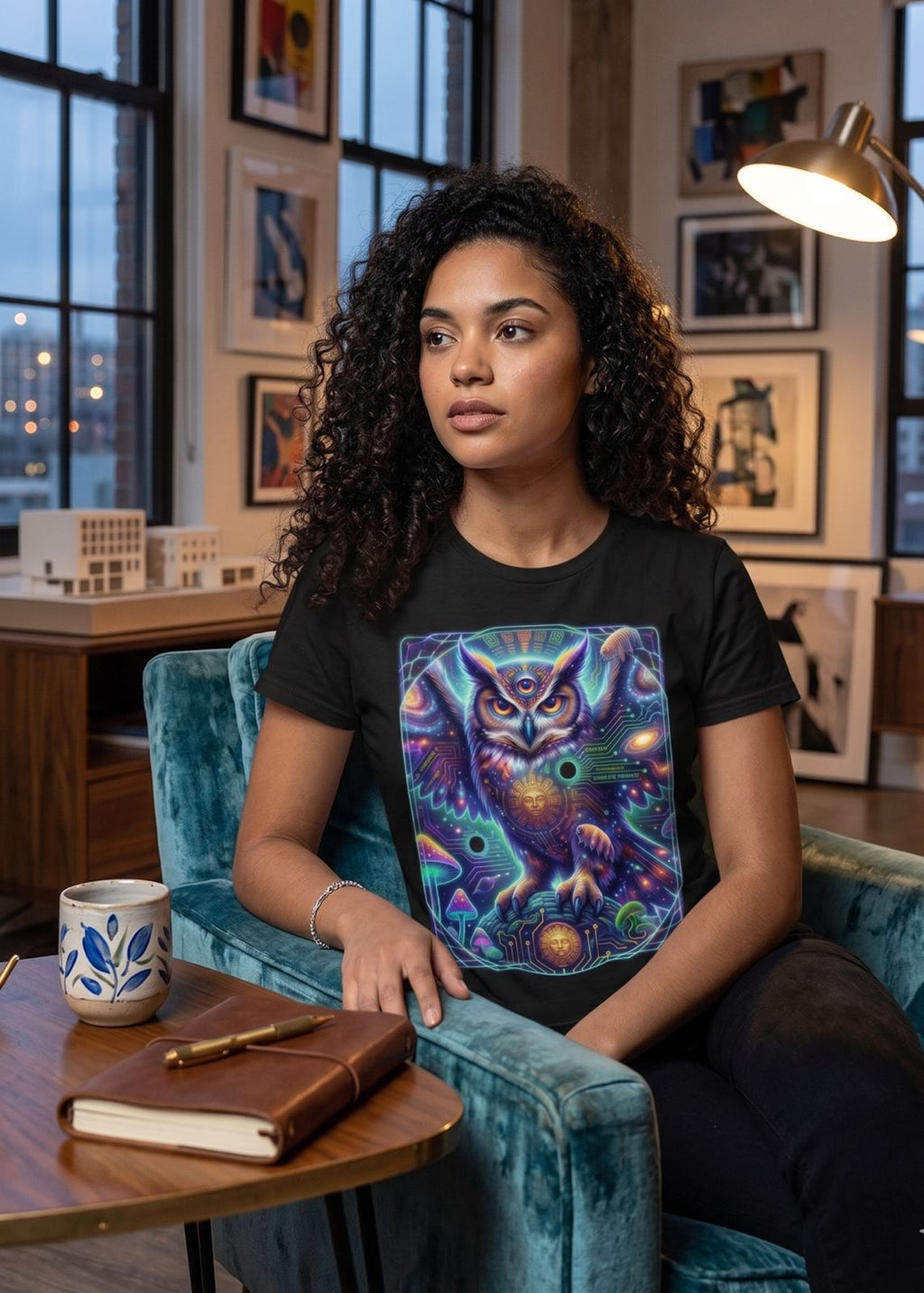 Trippy Technicolor Owl Unisex T-Shirt